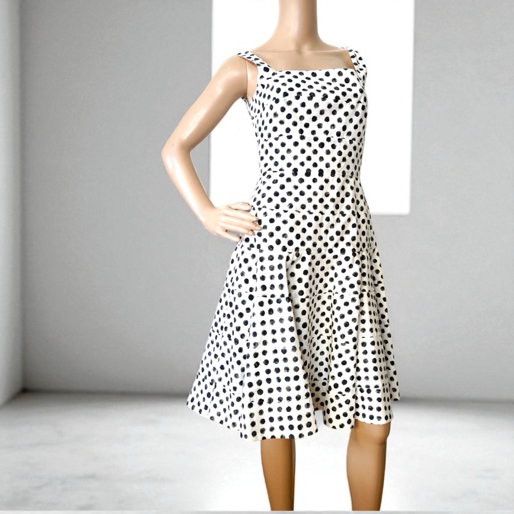 Dolce & Gabbana Black White Polka Dot Full Sleeveless Dress Made In Italy Sz 40